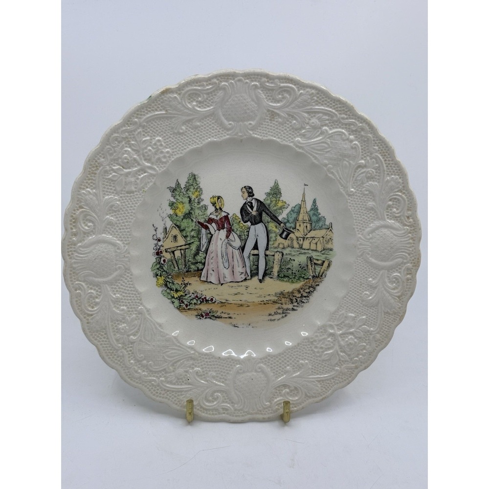 Vintage Adams China -Will You Be Mine Plate Courting Couple Circ 1946 #6 Read*